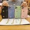 Para iPhone 13 corrente de cordão de cor sólida Nova carteira com porta-cartão capa de telefone Apple 12 capa protetora feminina