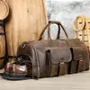 Bolsa de Equipaje para Hombre de Cuero Crazy Horse de Comercio Exterior, Bolsa de Viaje de Alta Gama con Compartimento para Zapatos, Bolsa Portátil Grande de Capacidad para Fitness para Hombre al por Mayor
