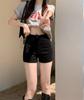Shorts Jeans Preto de Alta Qualidade Estilo Coreano Versátil para Mulheres, Shorts de Verão de Cintura Alta Slim-Fit, Hot Pants Aderentes para Usar por Cima