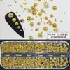 Caixa com 12 Compartimentos Transfronteiriça Semi-Circular Pérola Joia para Nail Art DIY Mistura de Contas Douradas e Prateadas Pequena Decoração para Unhas Venda por Atacado