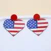 Pendientes Acrílicos Transfronterizos Europeos y Americanos Temática Día de la Independencia Rojo, Blanco y Azul para Mujer, Pendientes de Corazón con Estrella Bandera Americana Venta al por Mayor