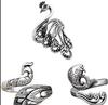 Anillo de pavo real vintage anillo de carpa plata lisa 925 anillo de fénix apertura de gancho aguja con hilo ventas directas de fábrica