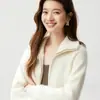 Cardigan de tricô de cashmere com zíper duplo e corte solto para mulheres, gola reversa, mangas compridas, casaco de tricô, ponto musgo, espessado, estilo simples