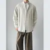 Camisa retro japonesa listrada vertical solta de manga comprida para homens, jaqueta de camisa casual solta da moda de outono para casais