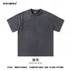 2026 Novo Modelo 240g Algodão Puro Lavado Vintage Tendência Marca Camiseta com Gola Redonda e Ombros Caídos, Unissex Estilo Americano Decote Pequeno Camiseta Básica