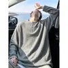 NASA SOBRE Camiseta de manga larga estilo americano con cuello Henry para hombre, sudadera de otoño con textura y canalé vertical, adecuada como capa interior