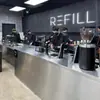 Estaciones de Trabajo de Acero Inoxidable con Forma Irregular Hechas a Medida para Mostradores Delanteros y Traseros de Tiendas de Té de Leche, Cafeterías y Bares