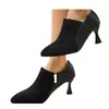 Moda Casual Nueva Primavera/Verano 2026 Zapatos de Tacón Delgado de Cuero Suave Punta Redonda Gamuza Zapatos Individuales Punta Aguda Mujer Comercio Transfronterizo