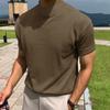 2026 Verano Nuevo Transfronterizo Aliexpress Ropa para Hombre en Stock Estilo Coreano Moda Camiseta Básica Color Sólido Cuello Alto Manga Corta
