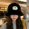 Gorro de pescador con orejas de cachorro de peluche, bonito y bonito, para mujer, para otoño e invierno, cálido, con protección para las orejas y cabeza grande.
