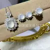 Conjunto de Inlay de Jade Gelo de Alta Qualidade, Anel de Ágata, Brincos de Ovo de Pombo Gelo-Transparente, Anel Ajustável, Oferta Especial para Transmissão ao Vivo