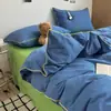 Juego minimalista de cuatro piezas a rayas 100% algodón Clase A, sábana de algodón puro con cordón incrustado catiónico, juego de tres piezas para dormitorio de estudiante 4