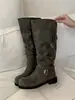 Botas altas estilo cinturón coreano Chuyuji para mujer, nuevo modelo otoño e invierno 2026, punta redonda, estilo ecuestre, tacón grueso, adelgazantes, hasta la rodilla