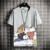 Camiseta de Manga Corta de Algodón Puro con Gato de Dibujos Animados para Hombre Verano Fina 2021 Nueva Versátil Holgada de Marca de Moda Camiseta de Media Manga