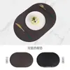 Mantel individual de cuero de doble cara para manualidades, tapete para taza de té, impermeable y a prueba de aceite, tapete de mesa con aislamiento térmico para restaurante occidental, tapete para tazón de comida, posavasos