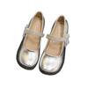 Sapatos Mary Jane com Laço de Strass Francês para Mulheres 2025 Outono Novo Estilo Tira Única com Saia Suave Sapatos Femininos