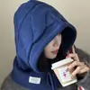 Gorro Cálido Integrado con Bufanda de Punto Grueso Cableada Coreana Chal Otoño Invierno