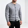 Cárdigan de punto para hombre estilo americano, cuello redondo, de un solo pecho, suéter texturizado de corte ajustado, top casual para primavera y otoño