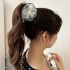 Estilo Francês Estilo Chanel Flor de Organza Pérola Artificial Dupla Camada Rede Laço Grampo de Cabelo Presilha de Tubarão Acessórios Acessórios Mulheres