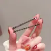 Grampo de Cabelo Feminino Exquisito Preto Clipe de Um Caractere Sentido Avançado Strass Clipe Lateral Adorno de Cabeça Elegante Clipe para Franja de Cabelo Quebrado Par de Clipes