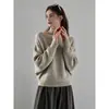 Tiroteo real 2026 Otoño Nuevo Estilo Casual Francés Ligeramente Maduro con Bufanda de un Hombro Suéter Holgado de Punto Waffle para Mujer