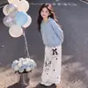 Conjunto Novo de Meninas para Primavera/Outono 2026 Manga Longa Design Versátil Zíper na Blusa Combinado com Calça Wide Leg Tendência