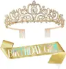 Aleación Europea y Americana Más Vendida Corona de Cumpleaños Banda para el Hombro Diadema Set Birthdayqueen/Niña Banda para el Hombro de Cumpleaños