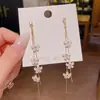 Pendientes de Borlas de Flor Dulce para Mujer 2026 Nuevo Estilo Lujo Ligero Sensación de Alta Gama Pendientes de Botón Pendientes Largos Colgantes Joyería para Orejas de Temperamento Suave