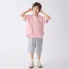 Roupas Infantis Haima 2026 Verão Nova Camiseta de Manga Curta para Meninos Fina Fresca Cor Lisa Meia-Manga Top da Moda