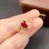 Anillo de Rubí Natural Transfronterizo Accesorios de Piedras Preciosas Nicho de Alta Gama Joyería de Plata 925 6*8 Ventas Directas de Fábrica de Joyería