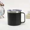 Taza de 12 oz transfronteriza interior y exterior acero inoxidable 304 doble aislamiento al vacío taza con asa americana taza de oficina
