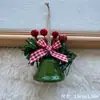 Adornos de campana de Navidad, decoraciones de lazo de frutos rojos, arreglos de escena navideña, colgantes para árbol de Navidad, campanas de metal
