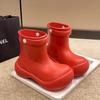 [Mismo Estilo Estrella] Zapatos de Payaso Botines Nuevas Explosiones para Mujer Suela Gruesa Elevadores Botas de Lluvia Botas de Agua para Mujer para Usar al Aire Libre