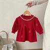 Nuevo Vestido para Bebé Niña con Bordado de Fresas, Cuello de Muñeca, Vestido de Punto, Dulce y Lindo Vestido de Princesa de Manga Larga para Otoño e Invierno