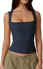 2025 Roupas Europeias e Americanas Amazon Estilo de Rua Sexy Fashion Gola Quadrada Básica Slim Sem Mangas Colete Blusa Feminina para Usar por Baixo
