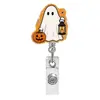 Porta Credencial Médico de Acrílico de Murciélago Fantasma de Halloween Regalo Carrete de Credencial Retráctil Hebilla Retráctil para Estudiante