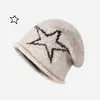 Gorro Holgado Estilo Fair Isle con Borde Enrollado para Mujer, Sombrero Frío Vintage para Otoño e Invierno que Adelgaza la Cara, Gorro de Punto Tipo Turbante Cálido Estilo Perezoso