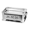Horno de parrilla de pescado de acero inoxidable engrosado, portátil, ventilado, de carbón, alcohol, de doble uso, rectangular, para uso comercial y doméstico.