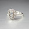 Anillo de Plata S925 de Lujo Ligero Soporte Vacío Piedra Corte Cara Huevo 7x9 Cristal Esmeralda Ágata Gema Incrustación con Soporte