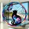 Pendente acrílico de bruxa, item mais vendido para o Halloween, decoração de parede em disco colorido, decoração de feriado de gato preto