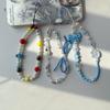 Cuentas de colores perro pequeño azul cadena para teléfono móvil cordón corto para teléfono móvil cadena de cuentas hecha a mano ccd agregar colgante de alta gama para mujer