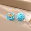 Pendientes de Flor de Hortensia de Cristal Azul Frescos y Dulces, Pendientes de Moda de Gama Alta Estilo Dopamina de Verano para Vacaciones para Mujeres