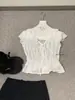 Ropa de Verano Wgwe para Mujer, Estilo Coreano Dulce Encaje Empalmado Versátil con Cordones Cuello en V Mangas Campana Camisa W10201