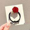 Cuerda para el cabello estilo francés, elegante, vintage, con rosas, de alta elasticidad, con perla de goma, para mujer, cuerda para el cabello de alta gama, accesorios para el cabello