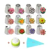 Conjunto de bicos para confeitar russos sem costura de 14 peças, bico para creme, saco de TPU, ferramenta de decoração, ferramenta de confeitaria para sobremesas