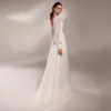 Al por mayor Transfronterizo Blanco 2026 Nuevo Vestido de Boda Ligero de Manga Larga Ajustado Registro de Compromiso Vestido de Noche Estilo Largo