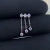 Brincos de liga de titânio F136 rosca interna corrente de três fileiras com broca cravejada de zircônia 5A joia para piercing corpo de titânio G23 venda direta