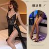 Night Tingxiang - Conjunto de ropa interior sexy para mujer, mono de encaje con perspectiva de malla y falda tentadora, 8169
