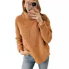 Otoño/Invierno 2025 Moda Femenina Europea y Americana de Amazon Transfronterizo Nuevo Sudadera de Color Sólido de Cuello Alto Peluda Top de Felpa para Mujer