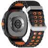 Adequado para Samsung Galaxy Watch8/8Classic Pulseira de Silicone Marinha Fivela Prateada Pulseira de Pulso Bicolor Respirável
